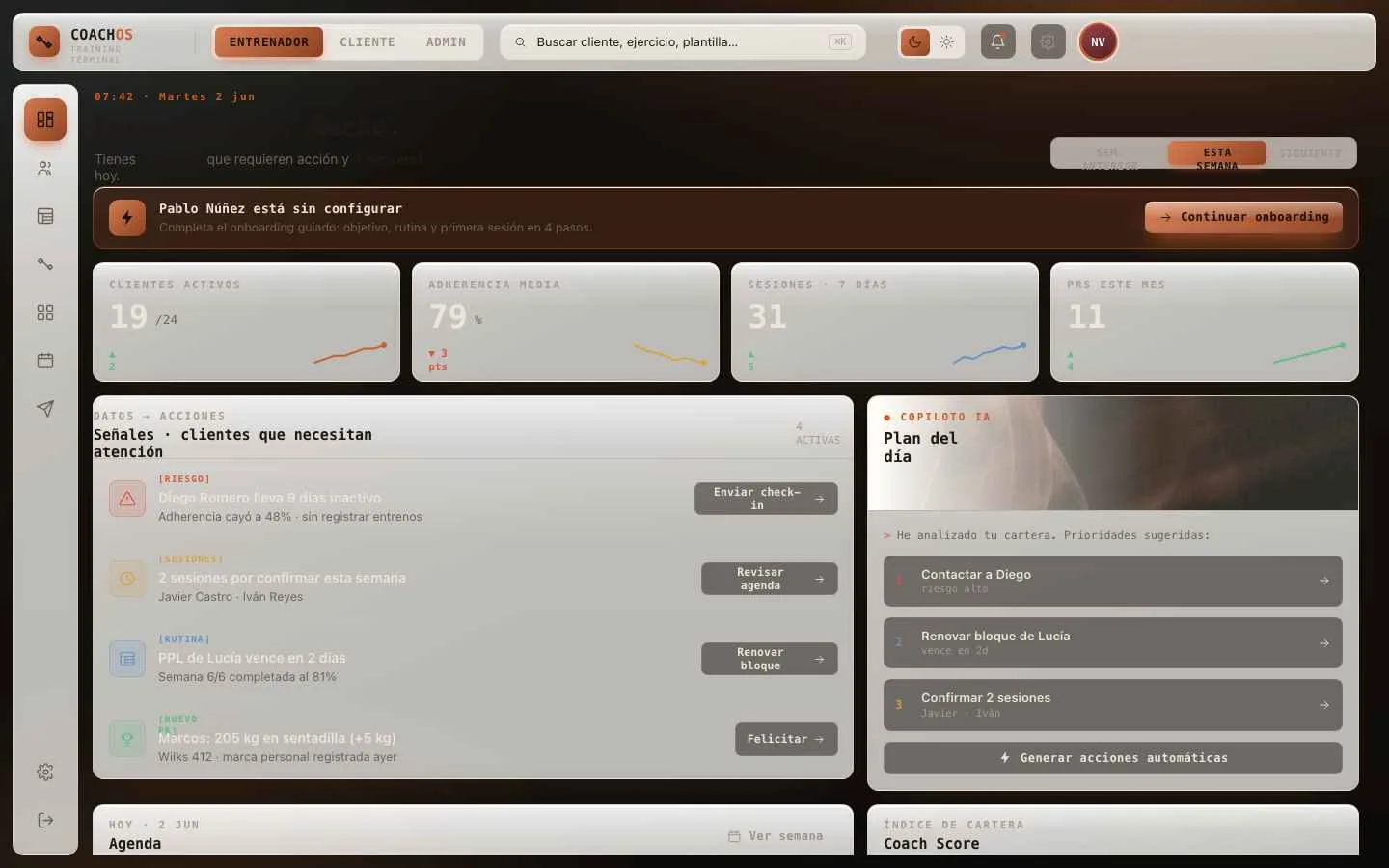 CoachOS dashboard in the light theme